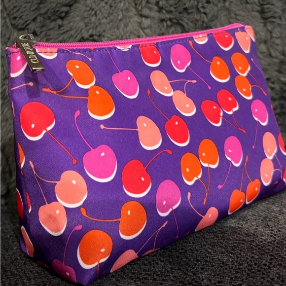 Clinique Handbags - Clinique Cherry Print Cosmetic Pouch in Purple, Pink & Orange